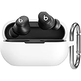 AhaStyle Silicone Case for Beats Solo Buds (2024) [Added Metal Carabiner] Shockproof Full Protective Skin Case Cover Compatible with Beats Solo Buds 2024 Wireless Earbuds (White)