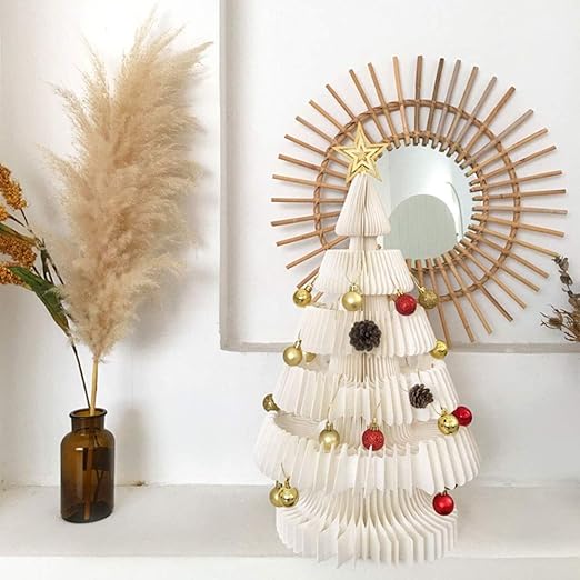 Amazon Com Folding Paper Christmas Tree Retractable Kraft Christmas Tree Christmas Scene Decoration Is Your Best Choice For Christmas Color White Size 28cm Home Kitchen