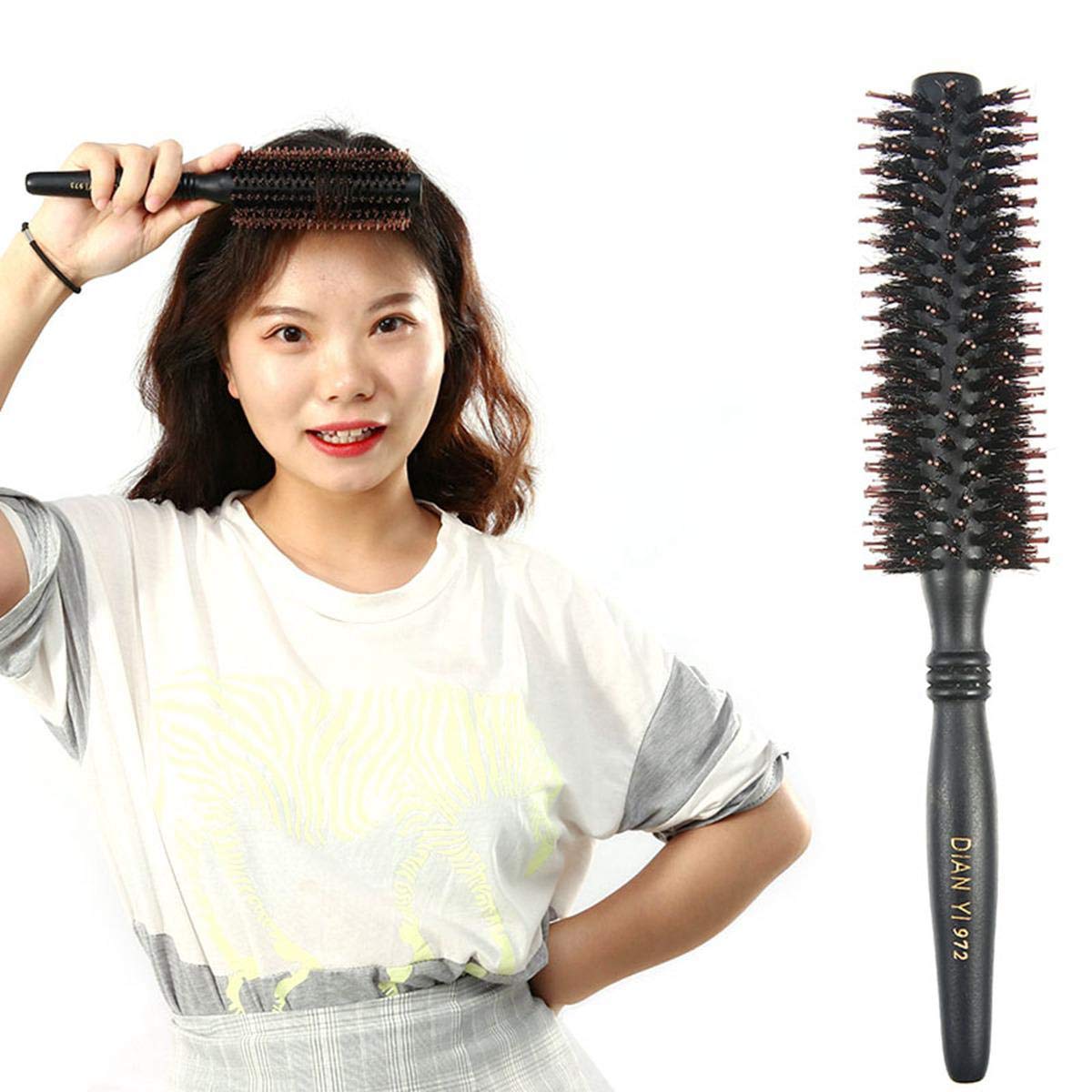 Baiwka Natural Round Comb Boar Anti Static Roller Twill