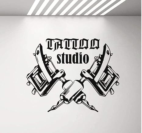 Amazon ウォールステッカーと壁画タトゥーマシンウォールステッカータトゥーサロンルーム装飾ビニールウォールウィンドウデカールショップロゴ壁紙モダンな装飾72 57com ウォールステッカー オンライン通販