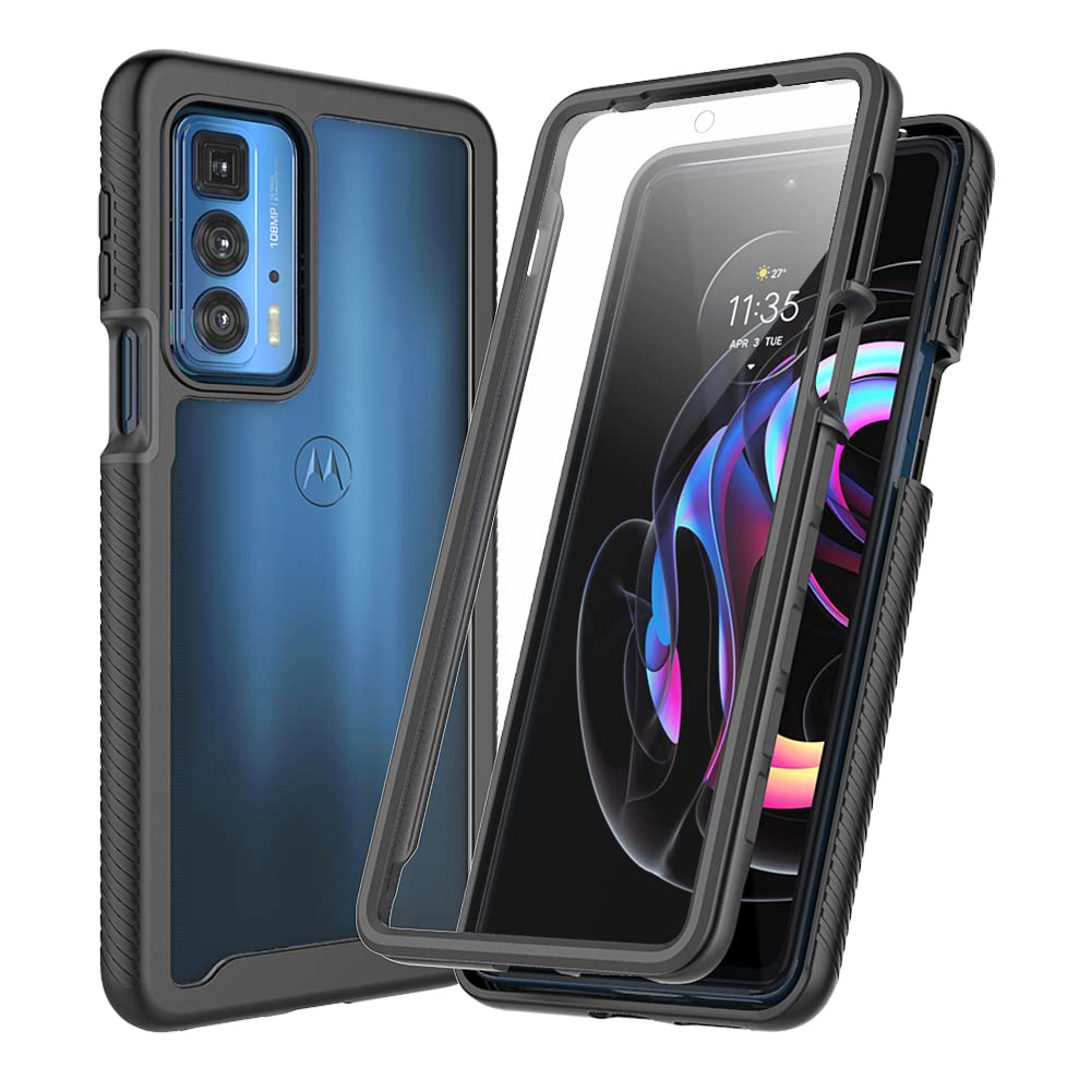 XINNI Case for Motorola Edge 20 Pro 5G, 360 Degree Shockproof Protective All-Round Protection with Built-in Screen Protector, Robust Bumper Outdoor Cover, Black — image 1