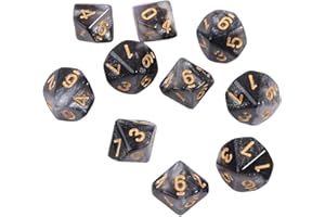 10pcs Polyhedral 10 Sided Dice D10 Dices RPG Board Game Props Tabletop Game Supplies Double Colors Cool Set