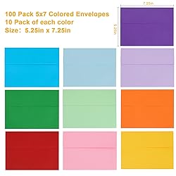 HappyHapi 100 Pack 5x7 Envelopes for