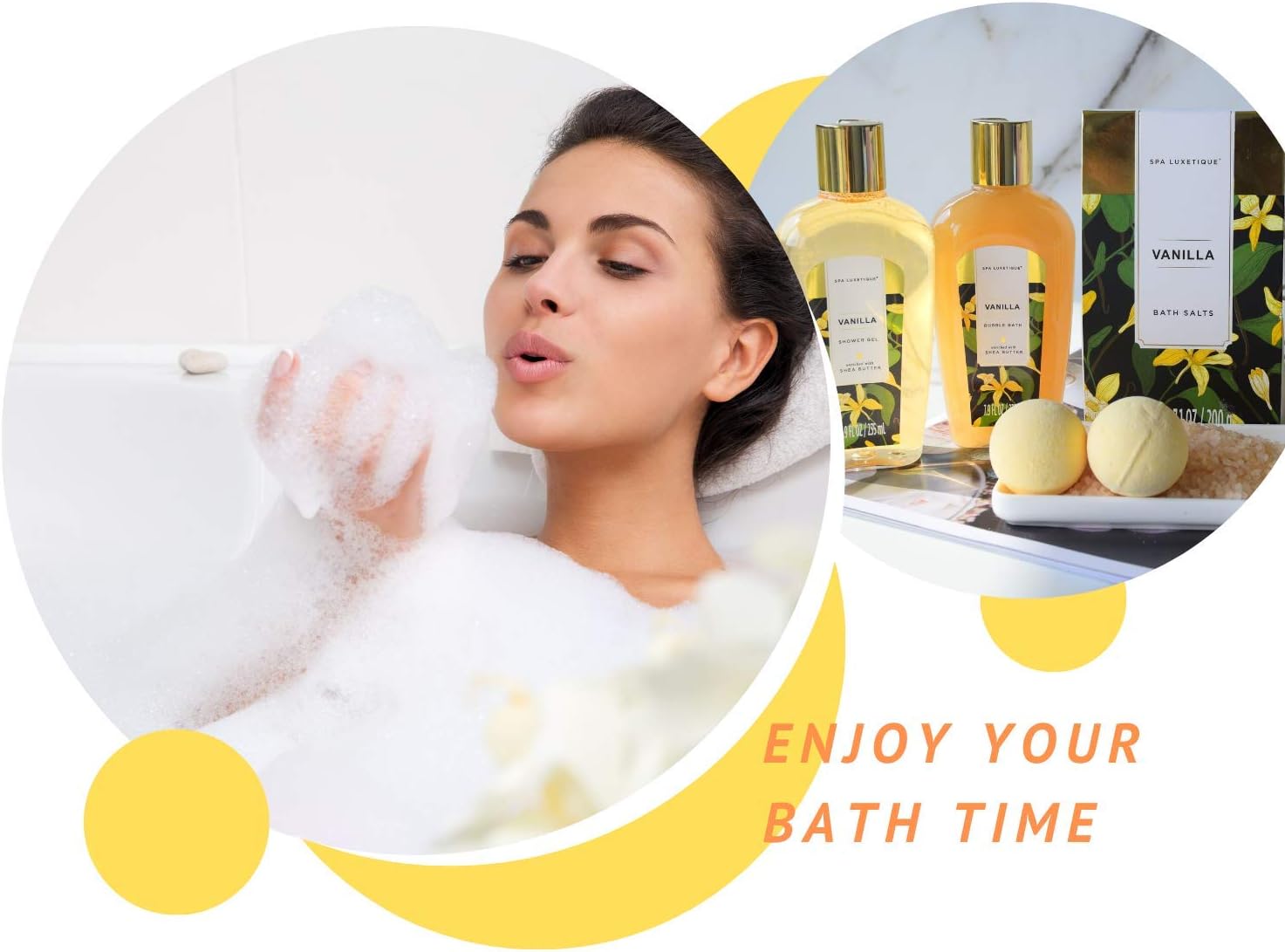 Birthday Gifts for Her-Spa Luxetique Spa Gift Set 10pcs Vanilla Bath Gift Set including Bubble Bath, Bath Bombs, Hand Cream - Image 3