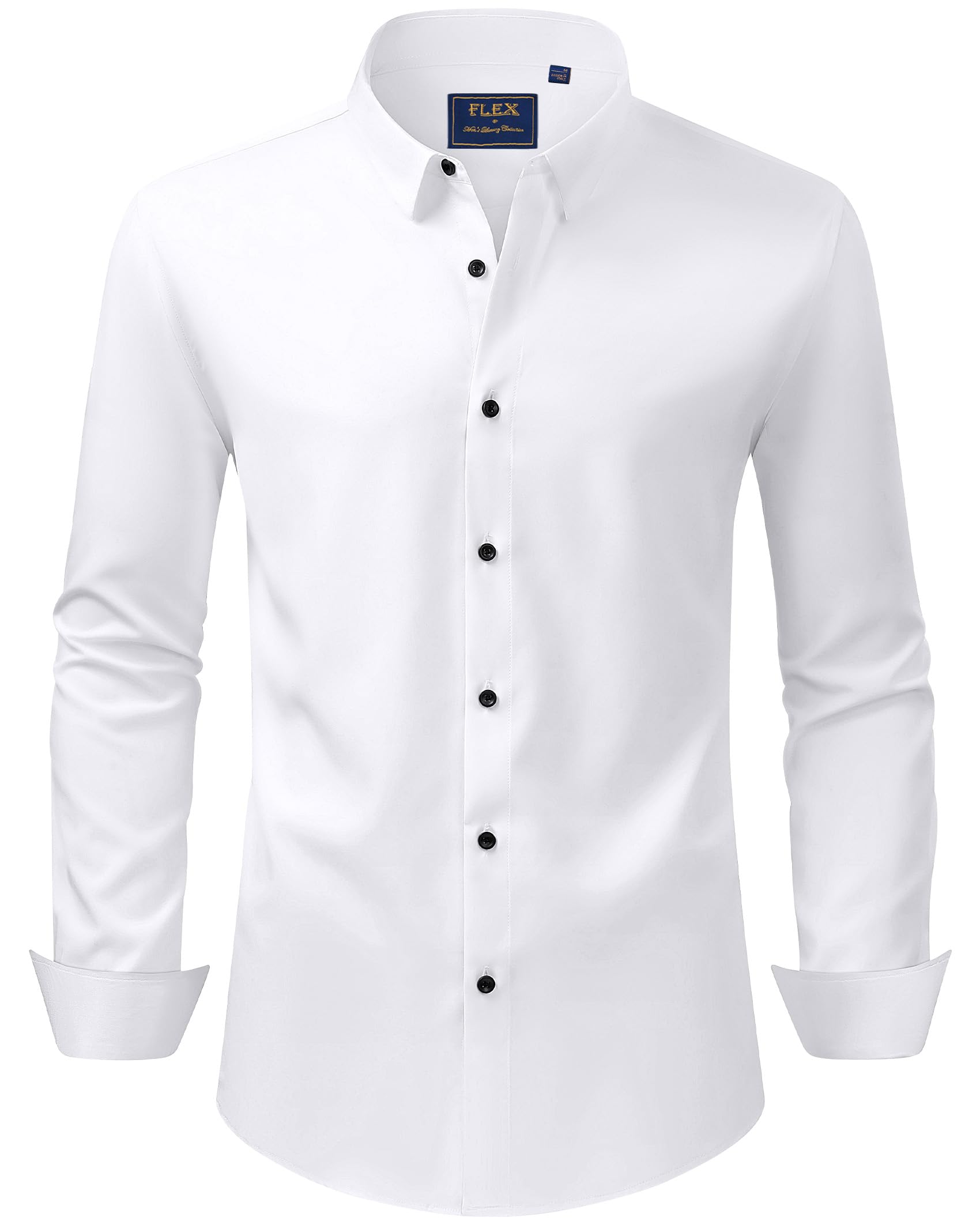 Photo 1 of J.VER Men's Dress Shirts Stretch Long Sleeve Formal Shirt Solid Business Casual Button Down Shirts for Wedding Prom White
