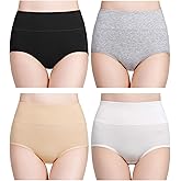 wirarpa Women's Cotton Underwear High Waisted Ladies Panties Full Coverage Briefs 4 Pack (Regular & Plus Size)