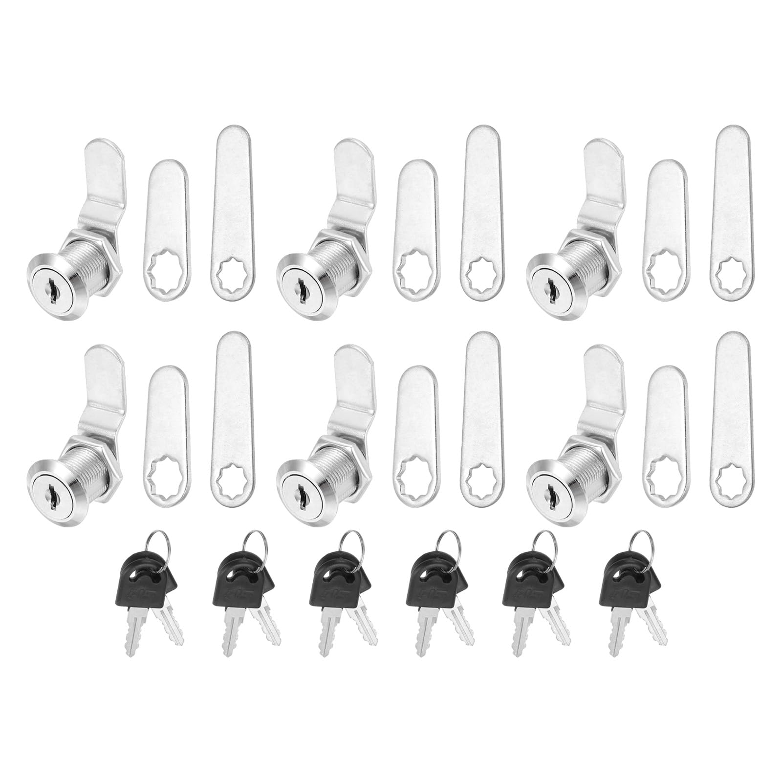 PATIKIL 3/4 Inch Keyed Alike Cabinet Locks with Key, 6 Pack Cam Replacement Lock Cylinder Toolbox Lock for RV Drawer Storage Cart Mailbox, Silver