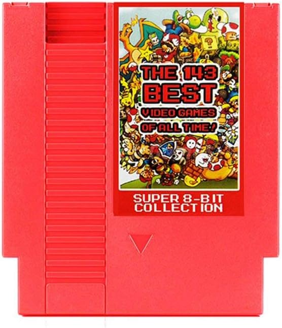 Jullynice Red 143-In-1 8 Bits 72 Pins Video Game Card with Memory Function for NES Console Contra/Earthbound/Megaman 123456 Game Card, Game Card