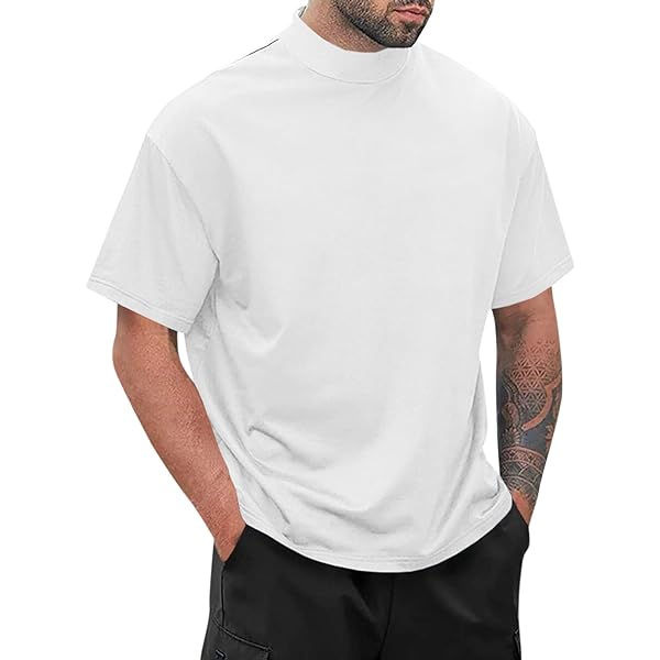 COOFANDY Mens Mock Neck Shirts Casual Short Sleeve Basic T-Shirts