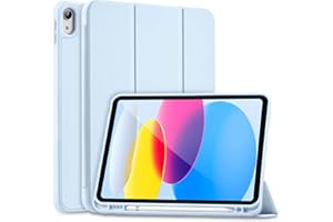 SIWENGDE for iPad 10th Generation Case 2022 with Pencil Holder, iPad 10.9 Inch Case [Support Touch ID] Flexible TPU Back Shell Smart Trifold Stand Protective Cover, Auto Wake/Sleep(Light Blue)