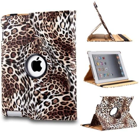 Revesun Brown 360 Rotating Leopard PU Leather Case Cover Stand for Apple apple ipad mini 4