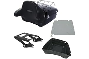 PEGSTREAMLINER Vivid Black King Tour Luggage Trunk Backrest Two Up Mounting Rack Plate Fit for Harley Touring Electra Glide CVO Street Road Glide Road King 2014-2025