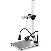 Koolertron LCD Digital Microscope Stand, 12inch Aluminum Arm | 2 fill lights,ideal for soldering/PCB inspection/coin &amp; jewelry observation,adjustable stand for flexible viewing angles