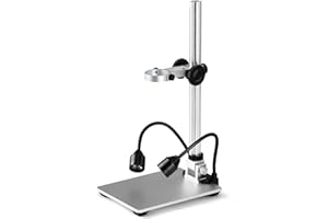Koolertron LCD Digital Microscope Stand, 12inch Aluminum Extension Arm with 2 Fill Lights, Adjustable Manual Focus Holder for Soldering, PCB Inspection, Coin & Jewelry Observation