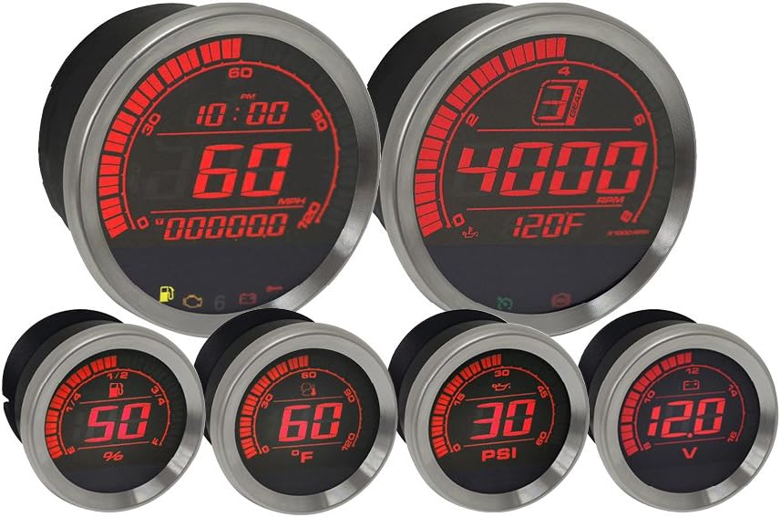 Koso BA050901 HD-02 Kit With Ambient Air Temp (6 Pcs Kit - Silver Bezel)