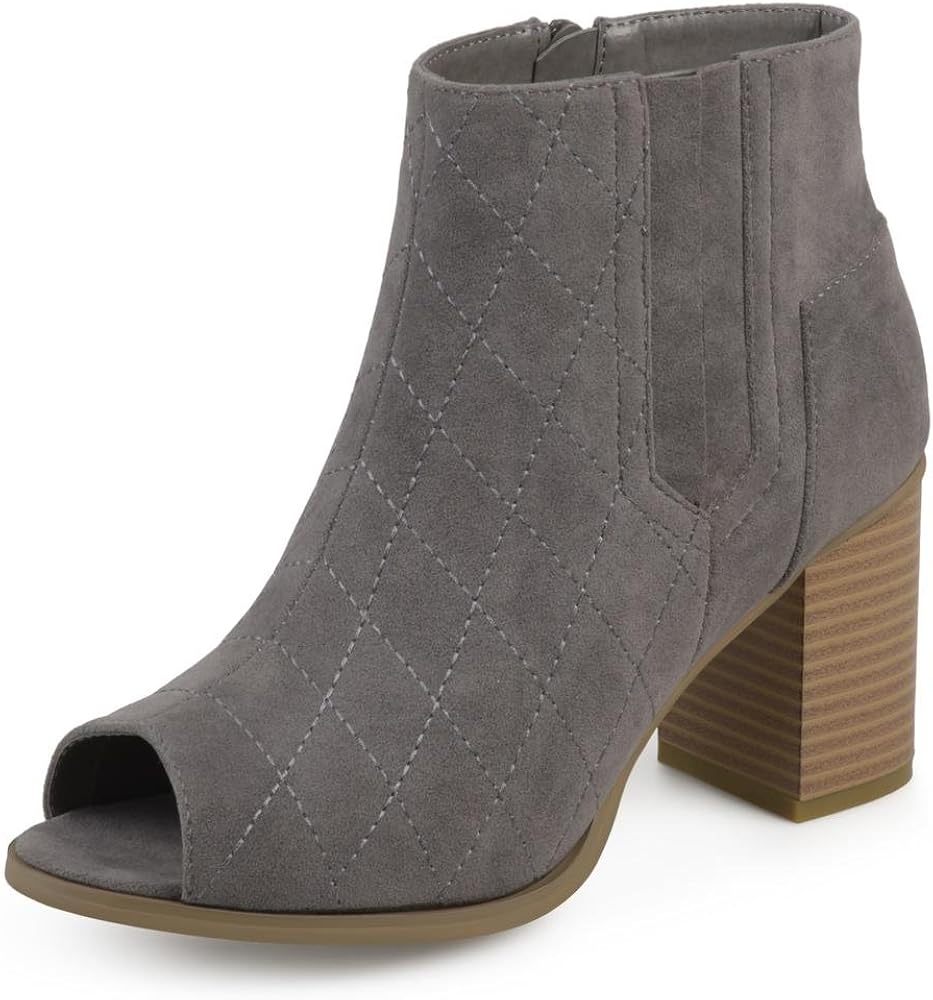 Amazon.com | Journee Collection Womens Stacked Heel Open-Toe Heeled Quilted Stitch Booties | Sandals