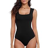 DSPSAM Women's Cute Square Neck Sleeveless Tank Tops Bodysuit Workout Top