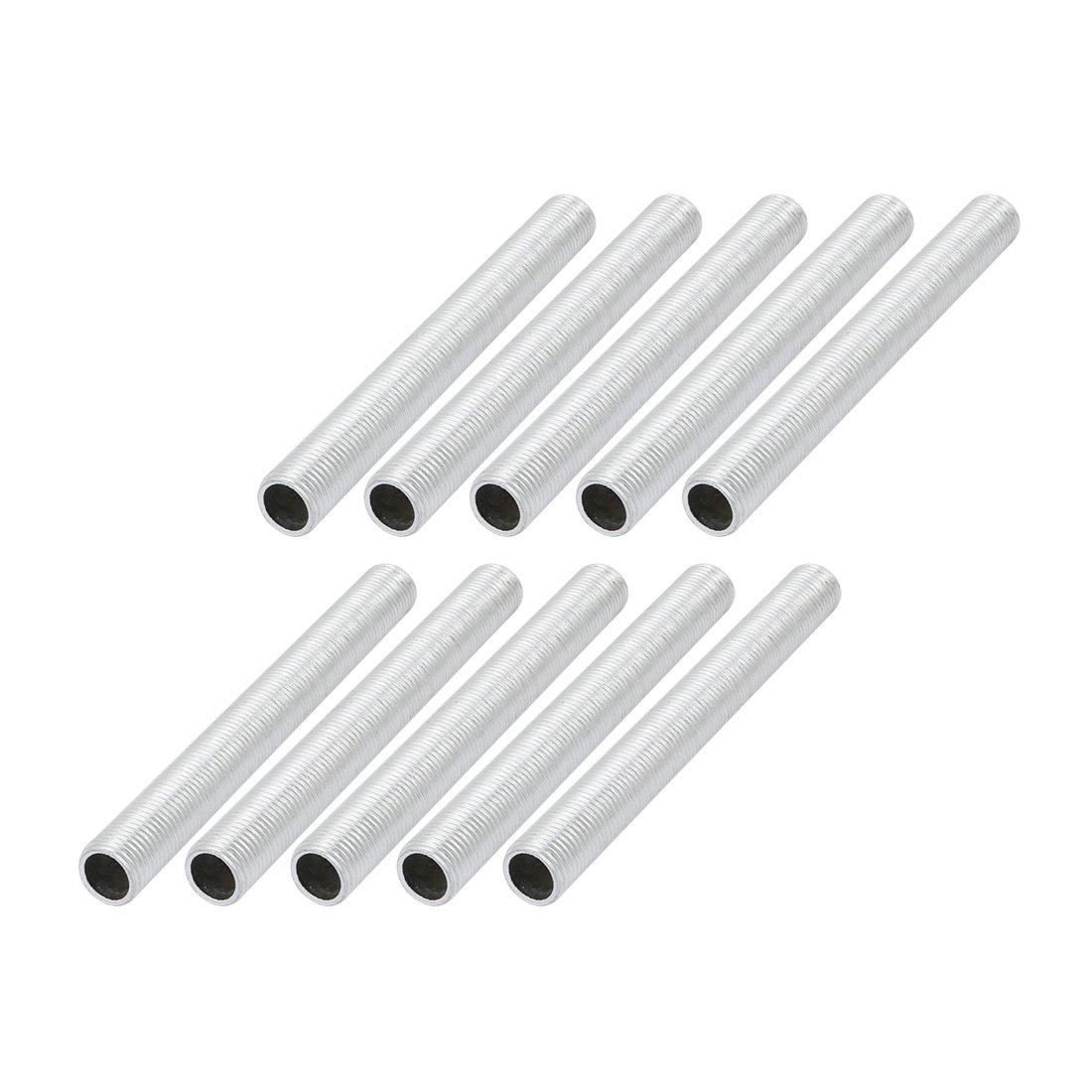 Sourcingmap Lamp Pipe Nipple, M10 Thread 90mm Length Hollow Lamps Repair Part Hardware for Lamp Lights, Zinc Plated Silver Tone, Pack of 10