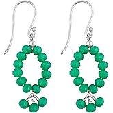 NJCRAFT Gemstone Dainty Earrings - AAA Grade Beads Stones, Silver Plated Handmade Hoop Jewelry, Chakra Crystals, Birthday Anniversary Earrings Gift for Women