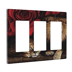 Red Rose And Lion Flower Animals Triple Rocker Wall
