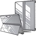 Fintie Hard Case for 13 Inch Microsoft Surface Pro 11/10/9 - Shockproof Folio Rugged Cover with Clear Transparent Back Shell Compatible with Type Cover Keyboard, Gray