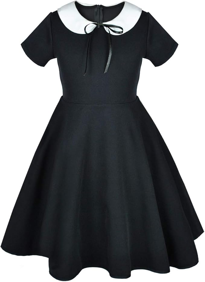 black dress with white collar kids