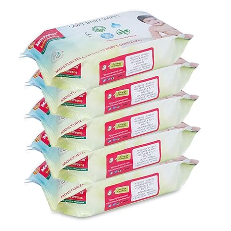 Morisons Babys Wipes (White, 72s, Pack of 5)