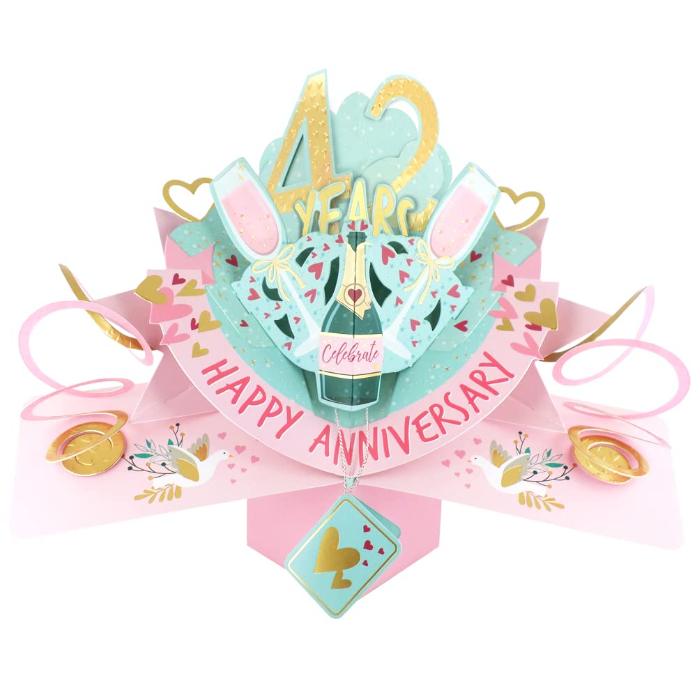42 Years Happy 42nd Anniversary Pop-Up Greeting Card Love Kate's 3D Pop Up Cards POP216MC42