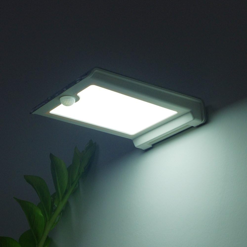 46 LED Outdoor Solar Wall Light- Motion Activated Security Lighting- Wireless Exterior Lantern- Weatherproof Aluminum Fixture- Super Bright Spotlight for Patio, Pool, Yard, Deck, Porch (Silver)