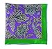 100% Printed Silk Kelly Green and Violet Gentlemen's Paisley Pocket Square