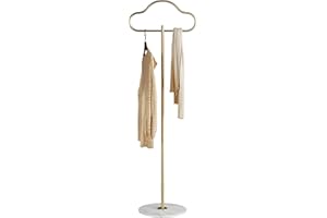 Semjar Gold Coat Rack,Gold Clothes Rack Freestanding with Heavy Duty Marble Base,Clothing Shirt Display Stand,Small Metal Sta