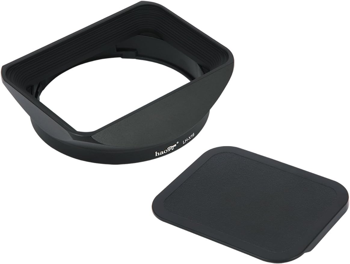 Haoge LH-X16 Bayonet Rectangular Square Metal Lens Hood with Cap for Fujifilm Fuji Fujinon XF16mmF1.4 XF 16mm F1.4 R WR Wide Angle Lens Replace LH-XF16