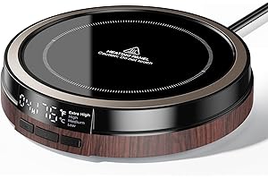 BEARWIND Coffee Mug Warmer for Desk, 50W Fast Heating Cup Warmer with Smart Display, 4 Temps & 12H Timer, Auto Shut Off for Tea, Milk, Hot Drinks - Wood Effect