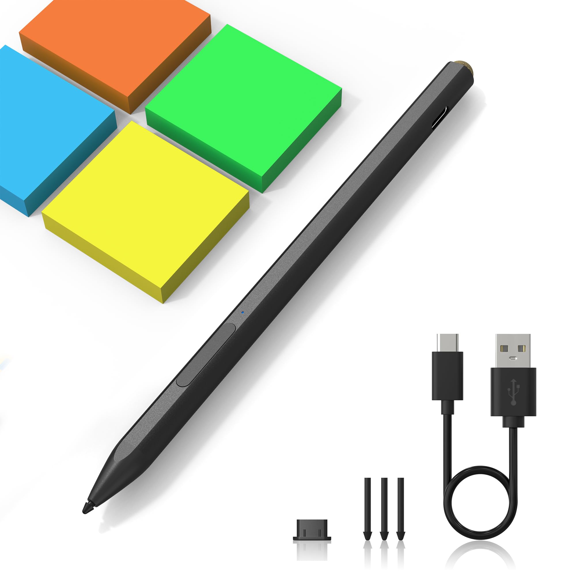 Stylus Pen for Surface with 4096 Pressure, Eraser & Right-Click, Palm Rejection, 3 Replaceable Nib,Work for Surface Pro 9/8/X/7/7+/6/5/4/3,Surface Go 3/2/1,Surface Laptop/Studio/Book 4/3/2/1