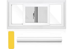 AIRVOWS Basement Sliding Window,32"X 14",with Frosted Glass Paper,Insulated and Soundproof Glass,Removable Sliding Windows with Screen