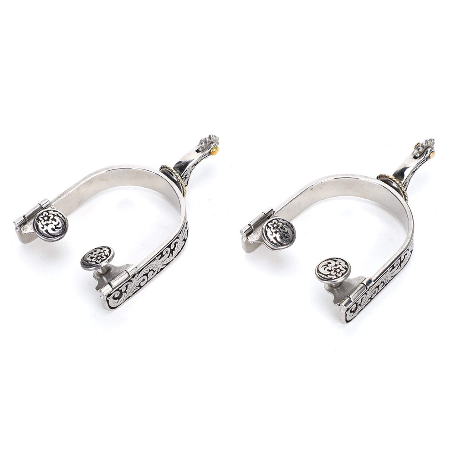 Faceuer Boot Spurs, Cowboy Spurs, Decorative Stainless Steel 2pcs Exquisite for Horse Training Equestrian Competition