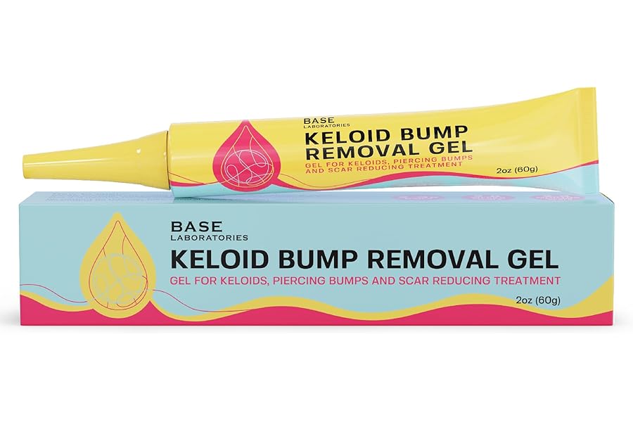 BASE LABORATORIES Keloid Bump Removal Gel | Natural Piercing Bump Treatment & Keloid Scar Gel | Keloid Scar Removal for all Scars, Keloids & Piercing Bumps | Soothing Piercing Aftercare | 2 oz