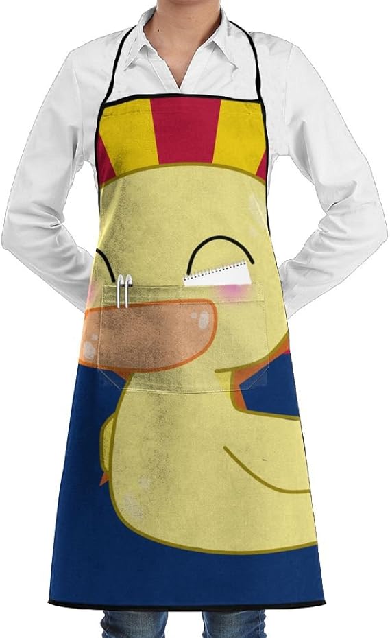 Cute Duck Bib Apron With Convenient Pockets For Women And