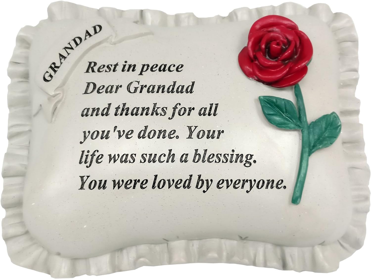 David Fischhoff Red Rose Memorial Pillow, Poly Resin (Grandad, 1)