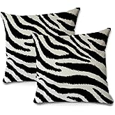 2Pcs Zebra Print Striped Pillow Covers, Black White Print Modern Decor Throw Pillow Square Cushion Covers 18x18 inch Nursery Living Room Home Decor for Car Bed Couch