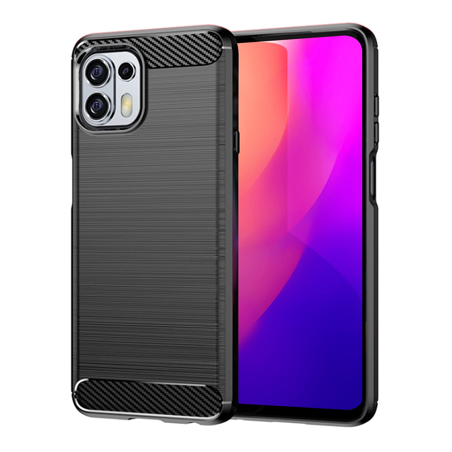 SCL Case for Moto Edge 20 Lite Case [Black], Carbon Fibre Effect Gel Grip Protection Cover [Anti Scratch][Anti Collision] Case Compatible with Motorola Edge 20 Lite