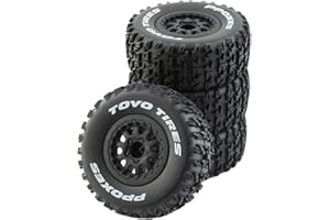 Lifehead 1/10 RC Short Course Truck Tires for All Terrain，Suitable for TRAXXAS Slash4X4 HuanQi 727 ARRMA SENTON 3S Losi Ford Raptor Baja Rey/ 113mm OD High-Performance Short-haul Truck Tires（Black）