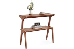 LITTLE TREE Solid Wood Narrow End Table 2-Tier Side Table with Storage Shelf for Living Room Couch Bedside Nightstand, Space 
