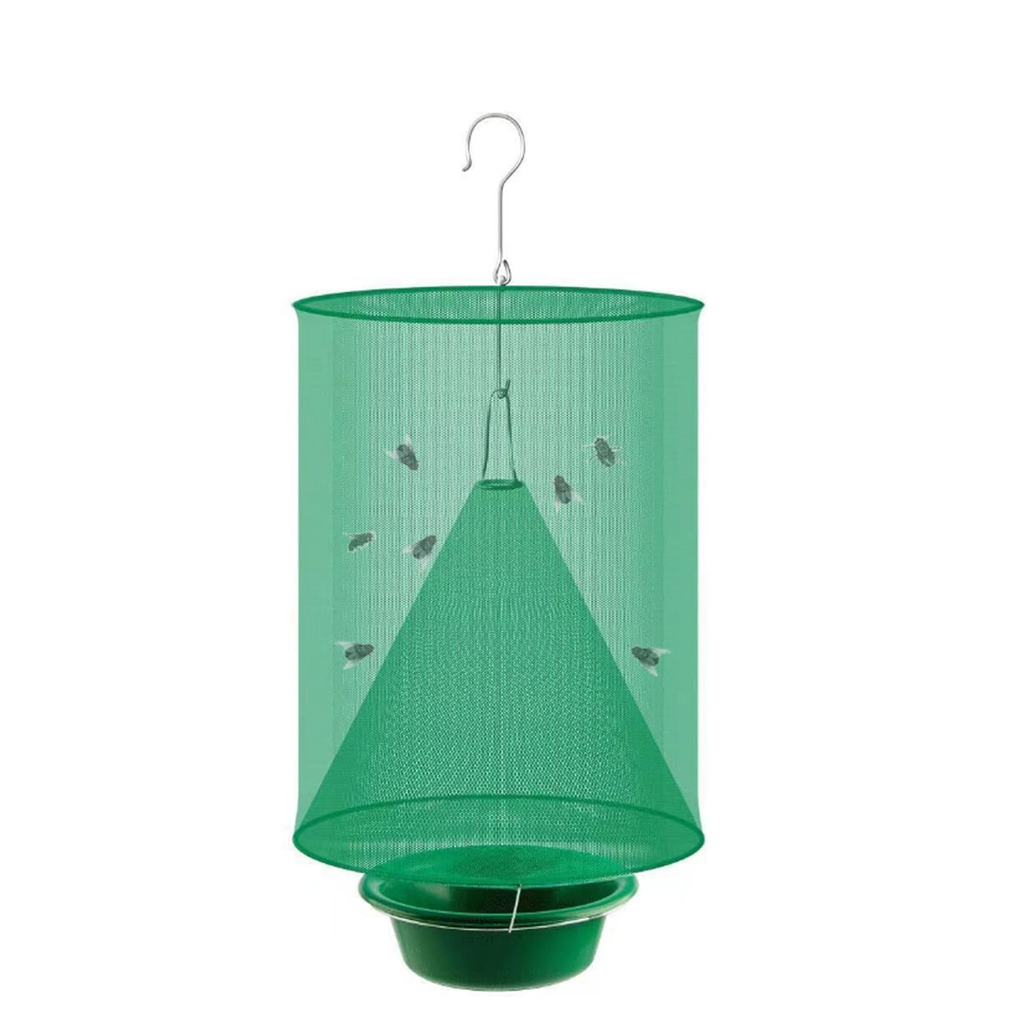 Hanging Ranch Fly Trap,Ompinda Reusable Fly Traps with Bait-Tray Fly Catcher Cage Folding Horse Farm Net Bag for Farms,Orchard or Graden (1)