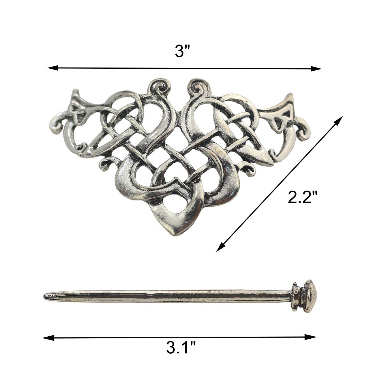 Tinsow 2 Pcs Silver Celtic Hair Slide Hairpins Hair Accessories Hair Clips, Creative Hair Barrette Minimalist Hair Claw Hair Pin Hair Accessories for Women (Style C H) : Beauty