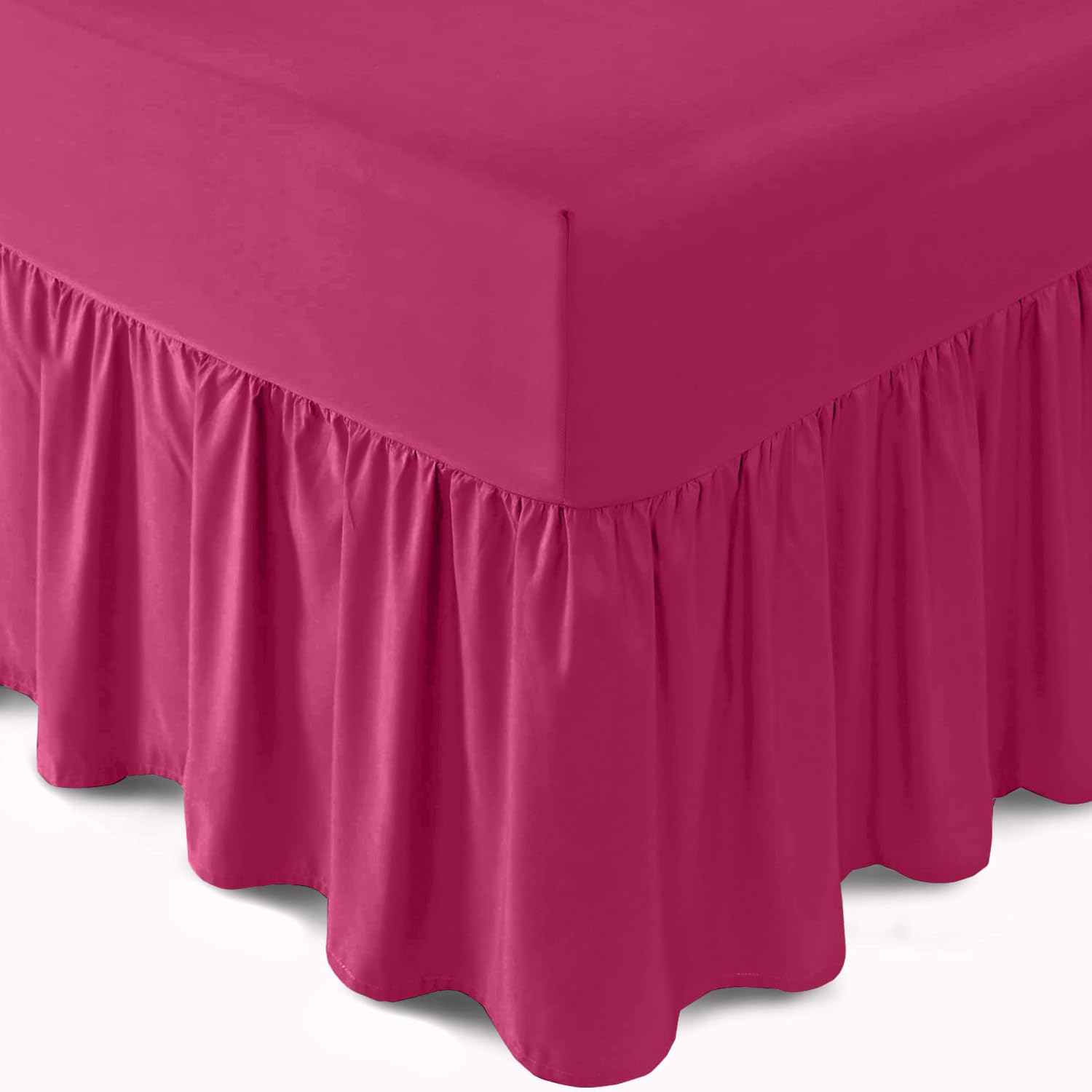 Gaveno Cavailia Luxury Non-Iron PERCALE VALANCE Sheet, Poly-Cotton, Fuchsia , Double