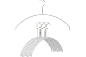MAWA Euro Series Non-Slip Space Saving Clothes Hanger, Set of 10, White Style 40/P, (14138)