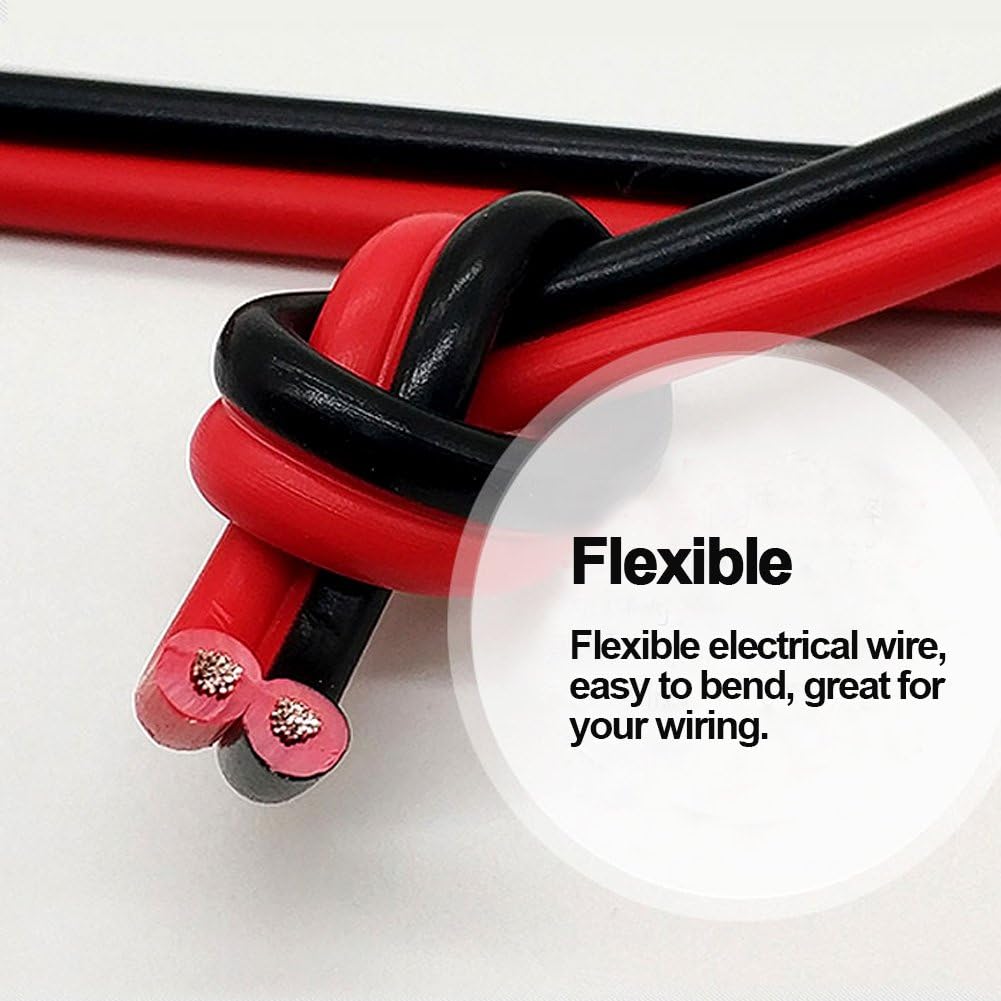 100FT 18 AWG Gauge Electrical Wire, DC 12V Hookup Red Black Copper Stranded Auto 2 Cord, Flexible Extension Cable with Spool for LED Ribbon Lamp Light or Low Voltage Products by MILAPEAK: Industrial & Scientific