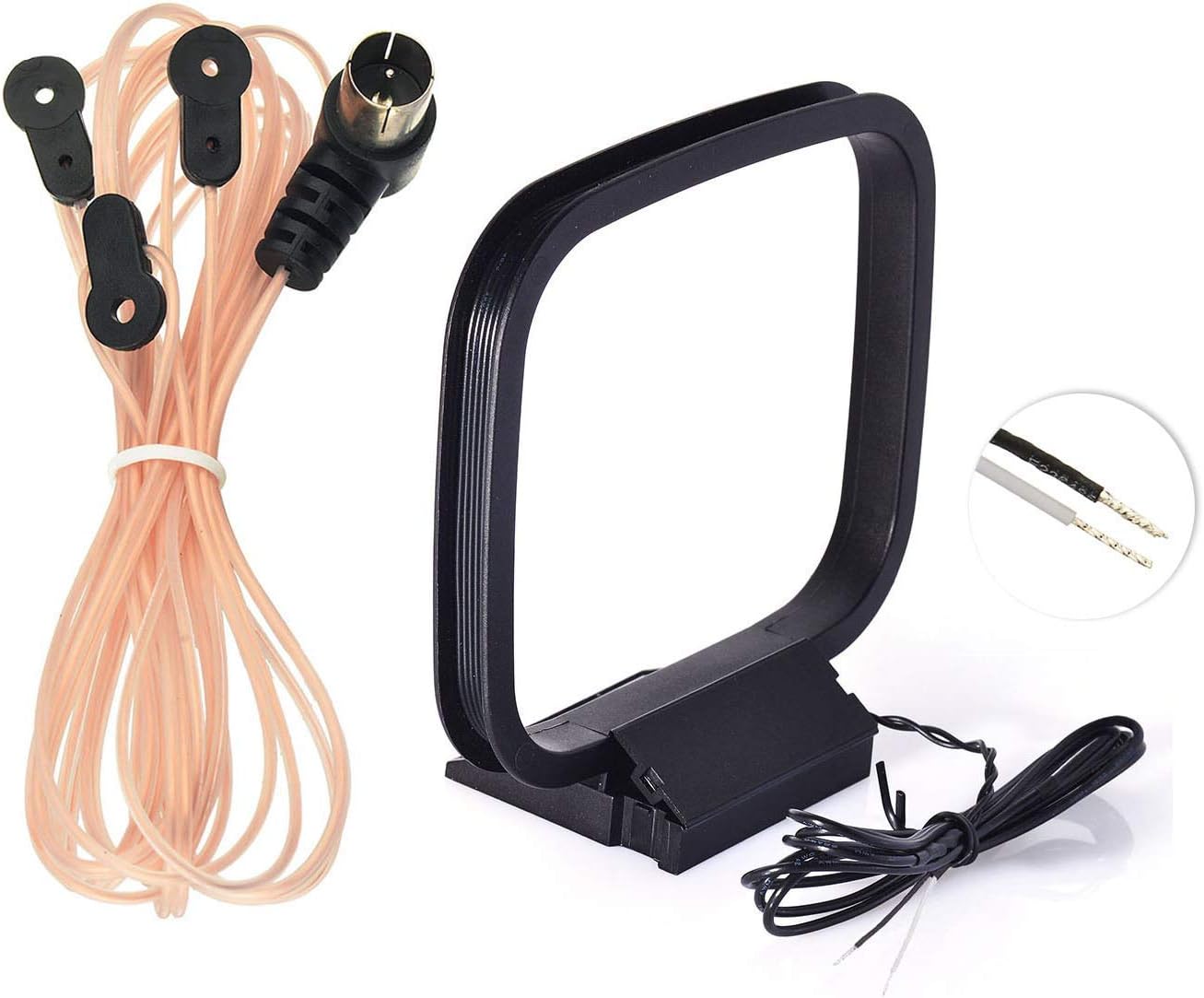 Antenne FM Dipôle 75 Ohm Pour Tuner HiFi – Câble 3 M + Adaptateurs – Améliore La Réception Radio Intérieure Et Voiture