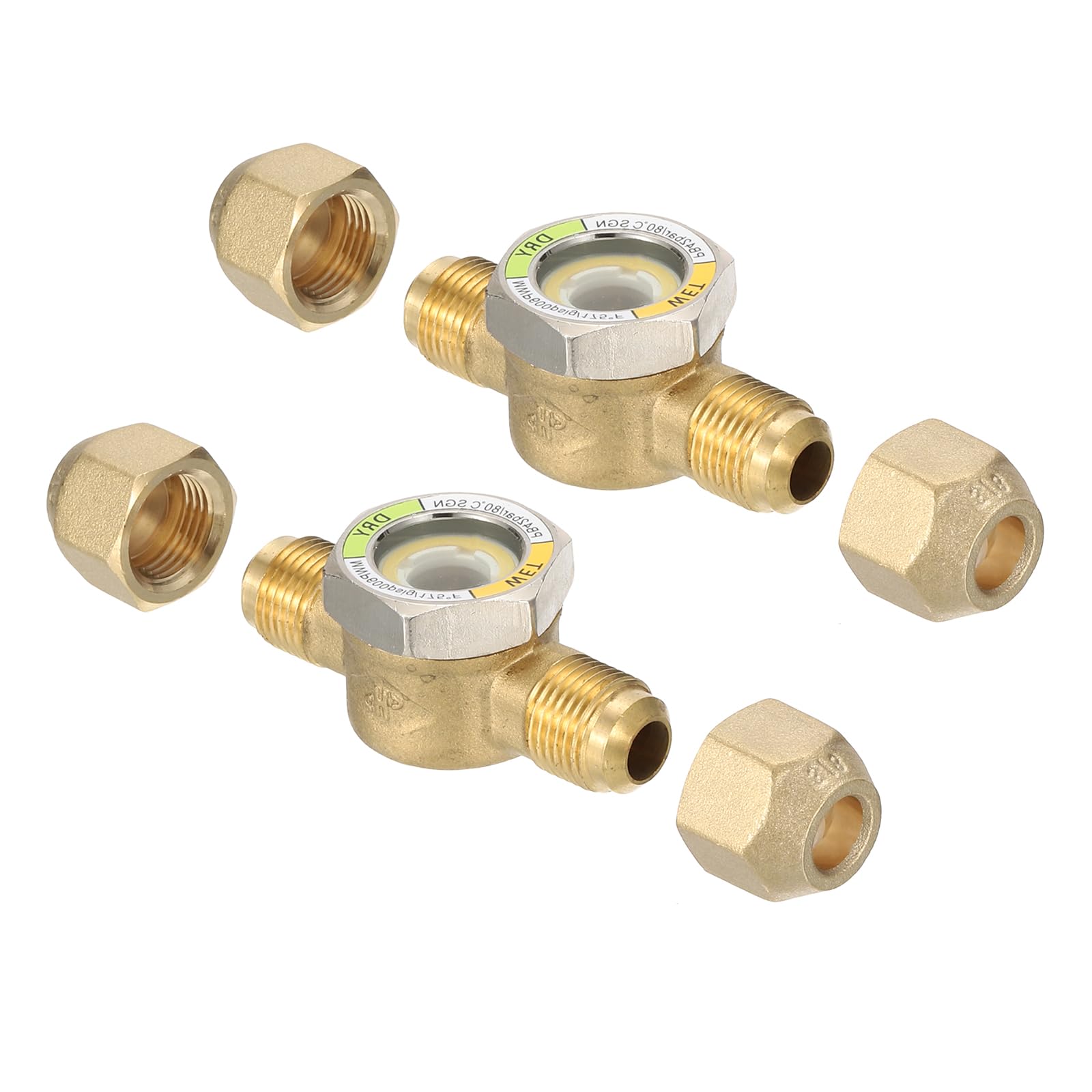 PATIKIL Sight Glass, 2Pcs 3/8 x 3/8 SAE Universal Liquid Moisture Indicator for Air Conditioning HVAC Refrigeration